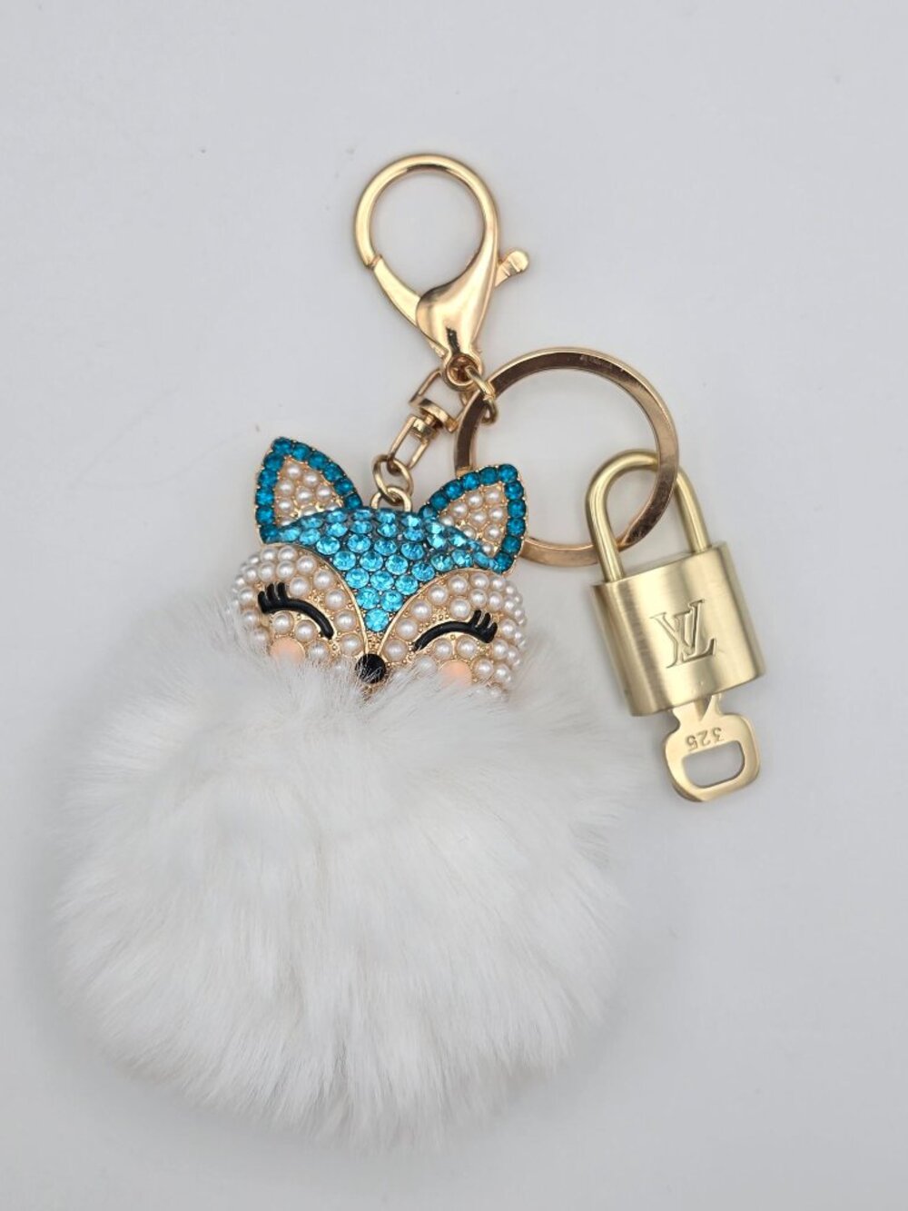 Louis Vuitton Gold Lock 🔒 Authentic LV Key + Unbranded Fox Pom-pom Bag Charm